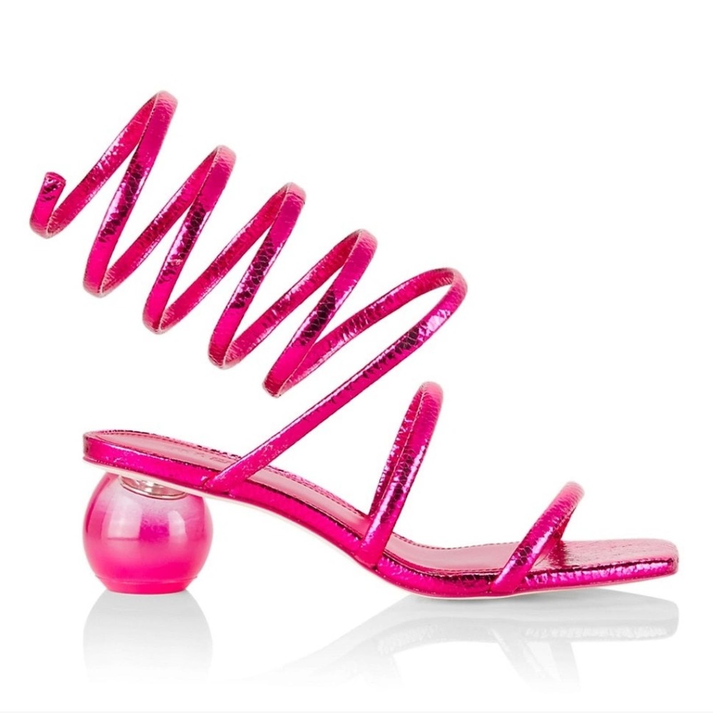 Cult Gaia Freya wrap around metallic pink sandals.